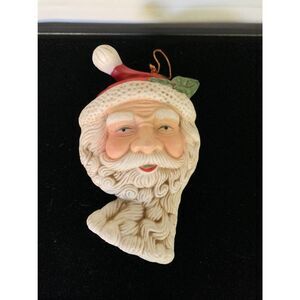 Santa clause face ceramic ornament